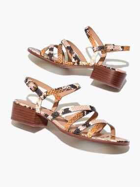 Madewell Lori Sandal in Snake Embossed Leather. Size 7.5